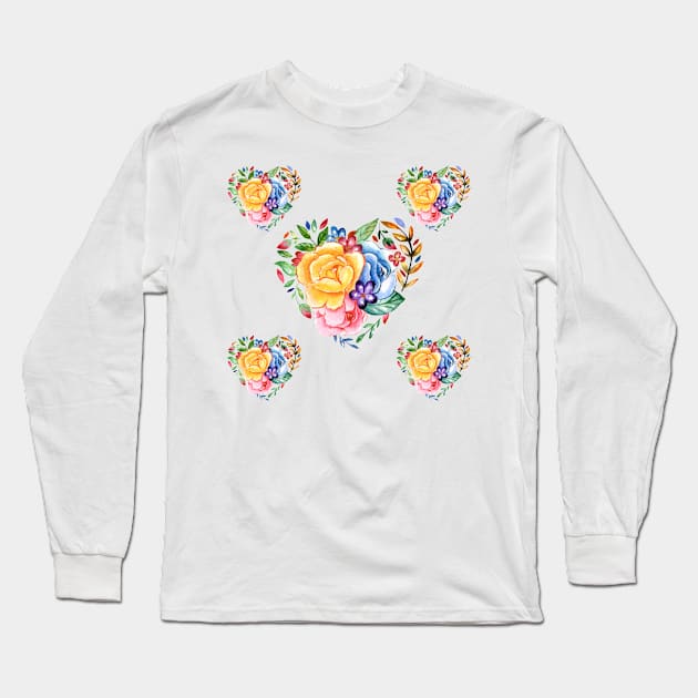 Valentine Floral Hearts Long Sleeve T-Shirt by justrachna